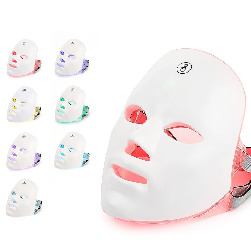 7 Colors Led Facial Mask With Neck Red Light Therapy Mask For Skin Tightening Lifting Anti-aging Bio-Light Beauty Whitening Home - Velvet Haven