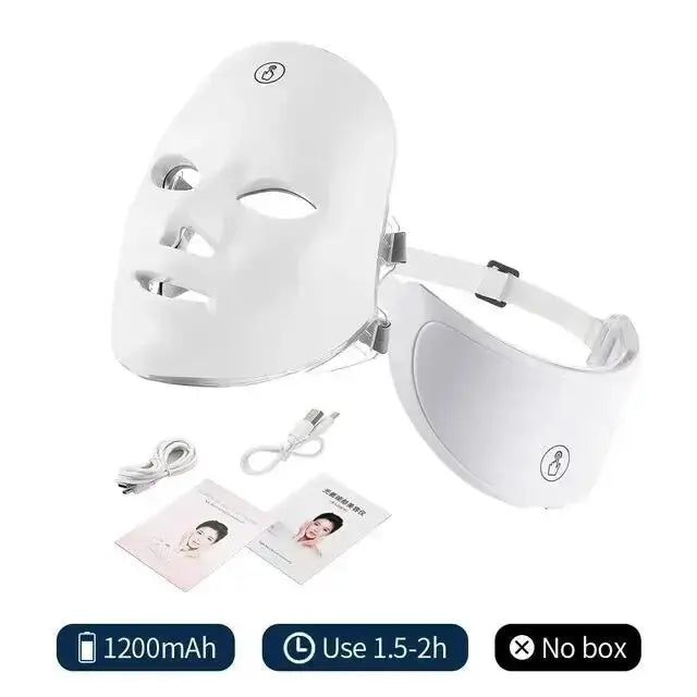 7 Colors Led Facial Mask With Neck Red Light Therapy Mask For Skin Tightening Lifting Anti-aging Bio-Light Beauty Whitening Home - Velvet Haven