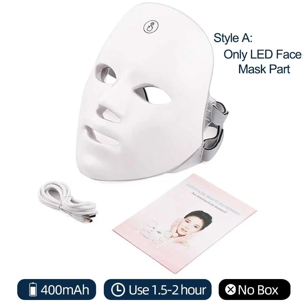 7 Colors Led Facial Mask With Neck Red Light Therapy Mask For Skin Tightening Lifting Anti-aging Bio-Light Beauty Whitening Home - Velvet Haven
