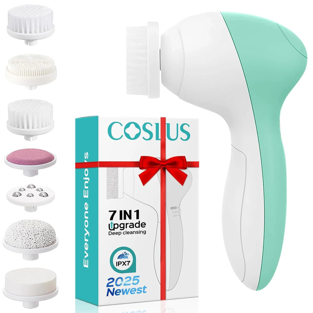 7-in-1 Electric Exfoliating Facial Cleansing Brush for Deep Cleansing and Massaging, with 7 Replaceable Brush Heads. - Velvet Haven