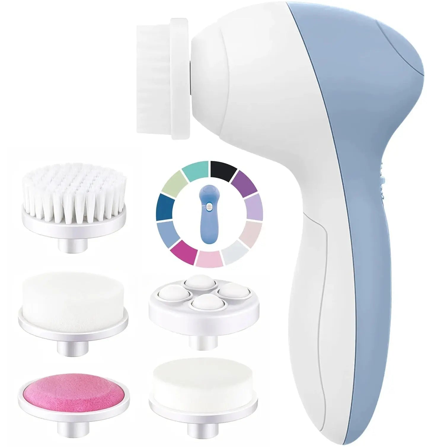 7-in-1 Electric Exfoliating Facial Cleansing Brush for Deep Cleansing and Massaging, with 7 Replaceable Brush Heads. - Velvet Haven