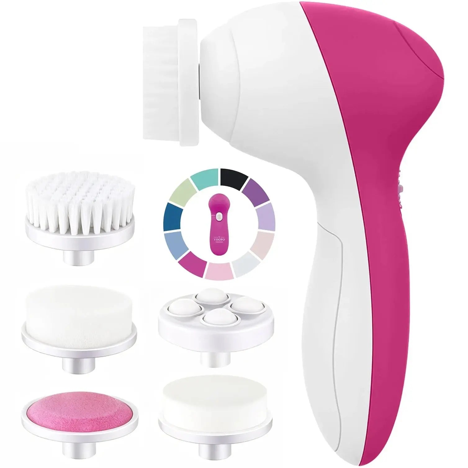 7-in-1 Electric Exfoliating Facial Cleansing Brush for Deep Cleansing and Massaging, with 7 Replaceable Brush Heads. - Velvet Haven