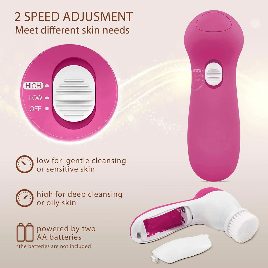 7-in-1 Electric Exfoliating Facial Cleansing Brush for Deep Cleansing and Massaging, with 7 Replaceable Brush Heads. - Velvet Haven