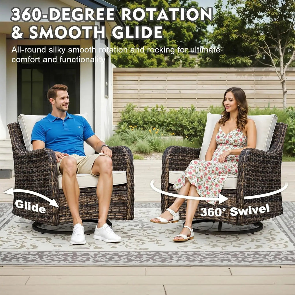 7-Piece Outdoor Wicker Patio Conversation Set with Swivel Chairs - Velvet Haven