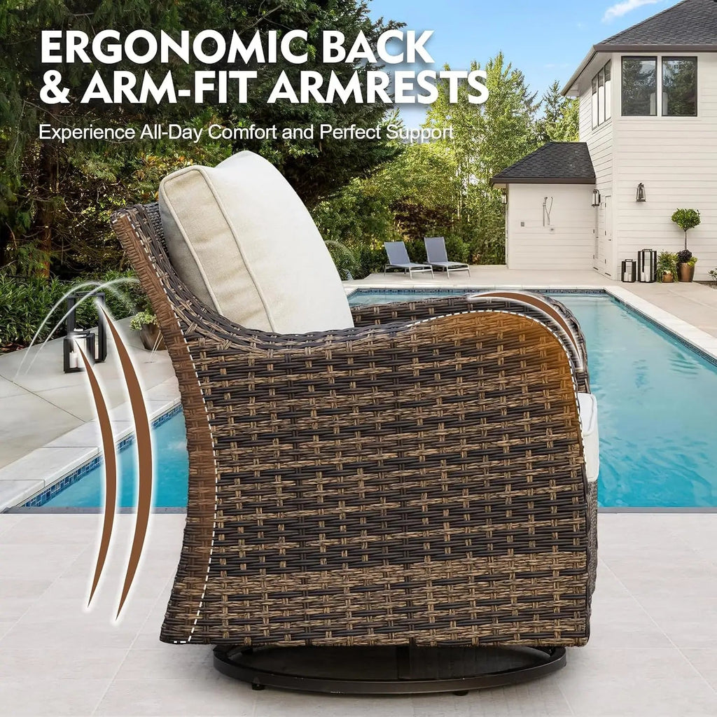 7-Piece Outdoor Wicker Patio Conversation Set with Swivel Chairs - Velvet Haven