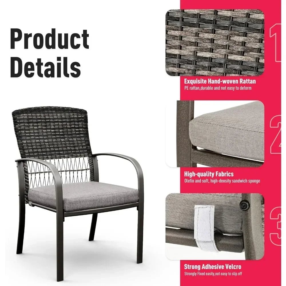 7-Piece Outdoor Wicker Patio Dining Set with Iron Slat Table and 6 Cushioned Chairs - Velvet Haven