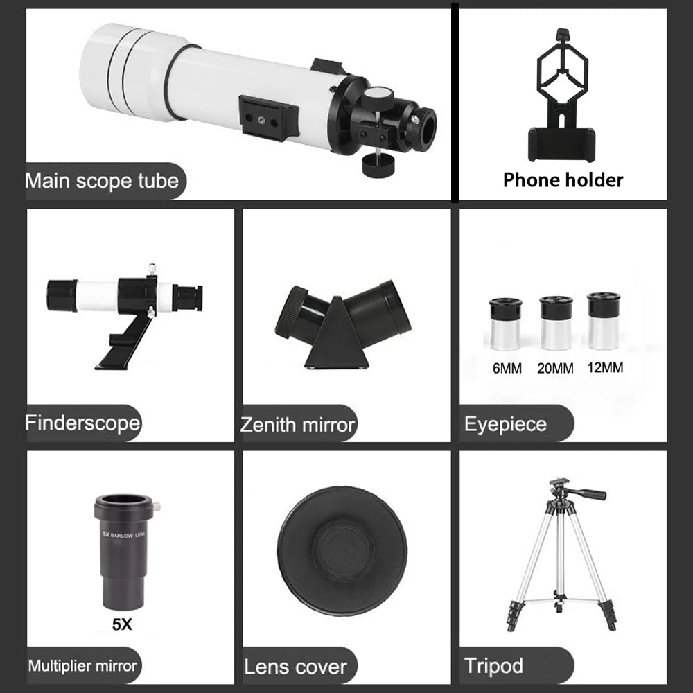 70mm Professional Refractor Telescope – Complete Stargazing Kit with Tripod & Phone Adapter - Velvet Haven
