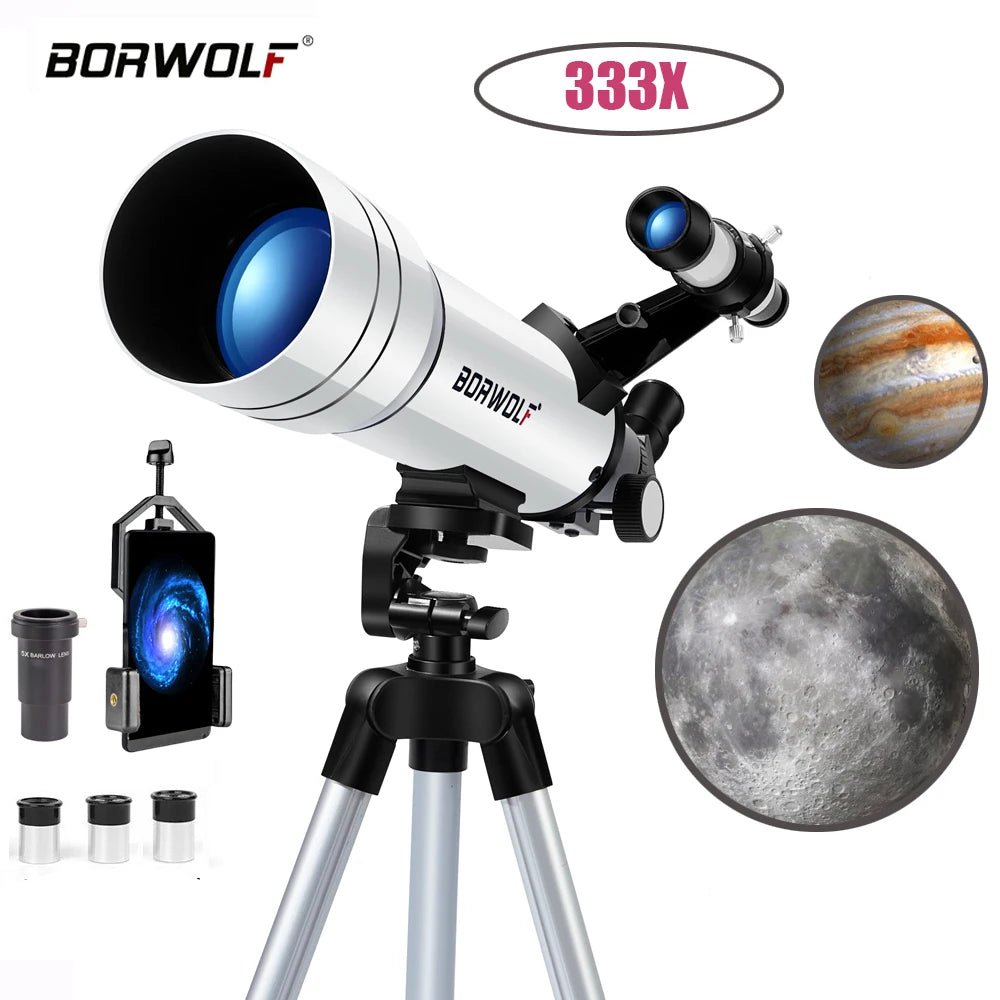 70mm Professional Refractor Telescope – Complete Stargazing Kit with Tripod & Phone Adapter - Velvet Haven