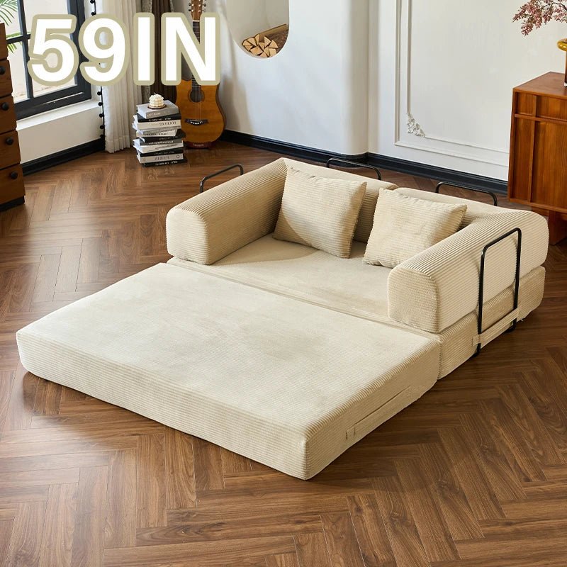 79" Convertible Corduroy Sofa Bed with Removable Armrests - Velvet Haven