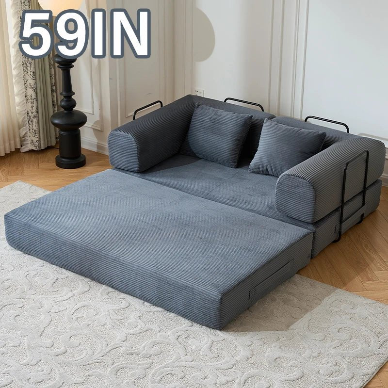 79" Convertible Corduroy Sofa Bed with Removable Armrests - Velvet Haven