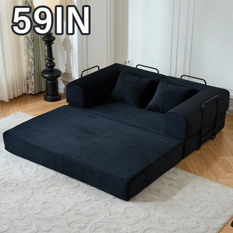 79" Convertible Corduroy Sofa Bed with Removable Armrests - Velvet Haven