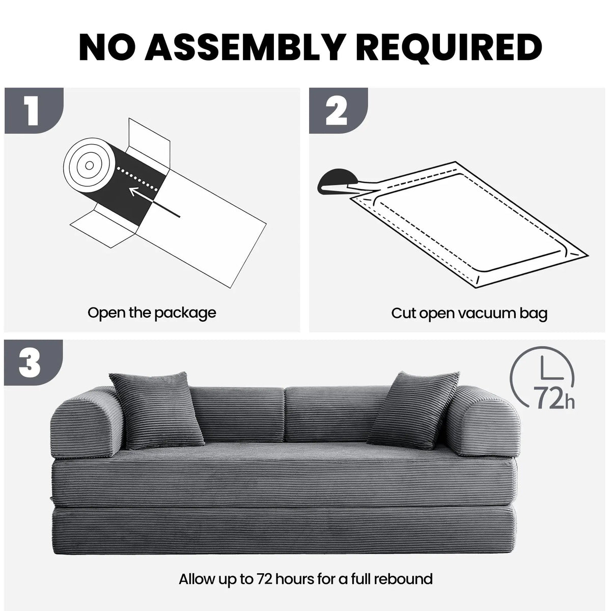 79" Convertible Corduroy Sofa Bed with Removable Armrests - Velvet Haven