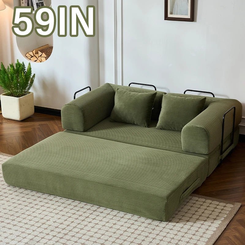 79" Convertible Corduroy Sofa Bed with Removable Armrests - Velvet Haven
