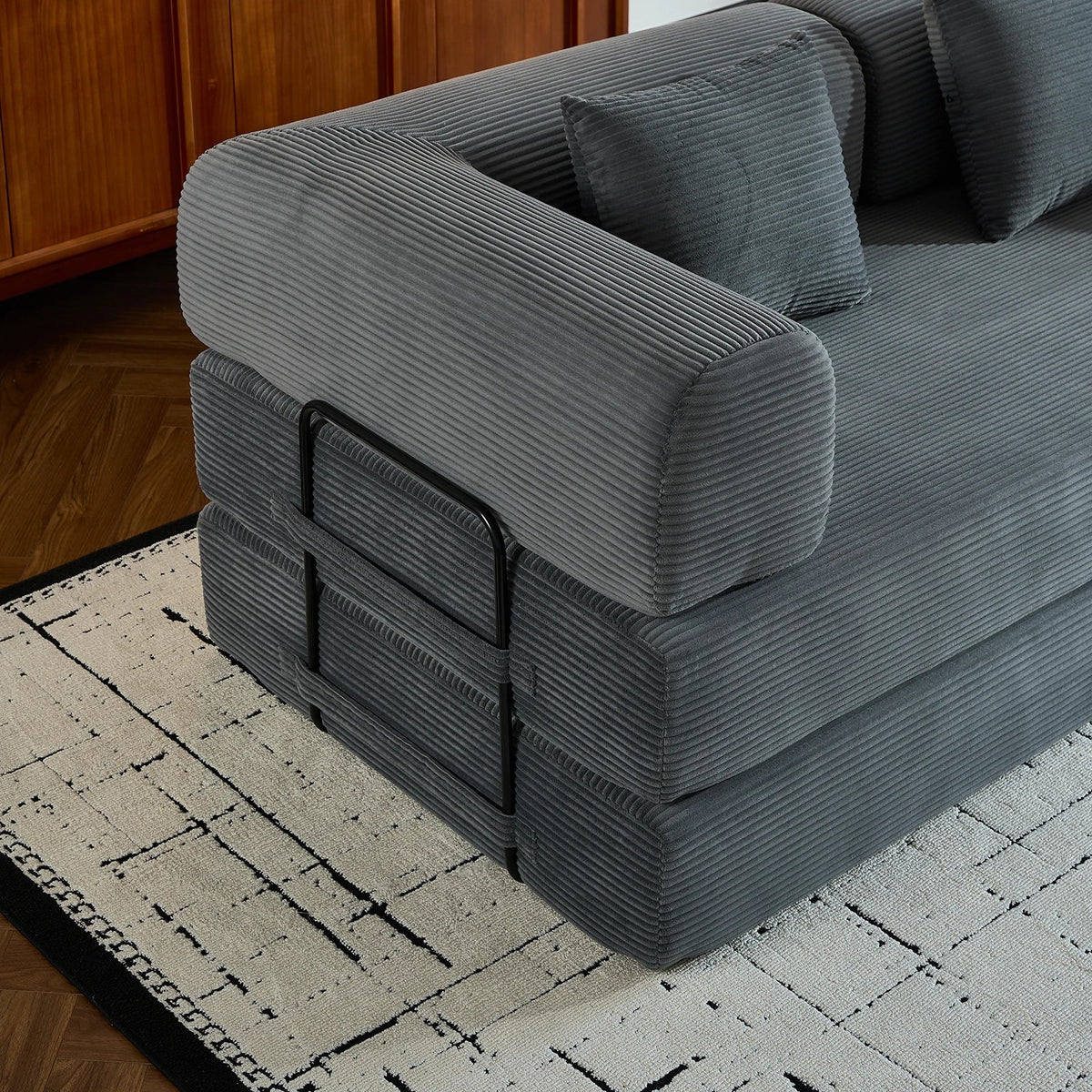 79-Inch Convertible Corduroy Sofa Bed, 5-in-1 Modular Floor Futon Couch - Velvet Haven