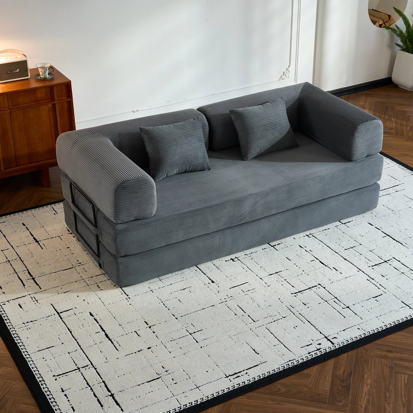 79-Inch Convertible Corduroy Sofa Bed, 5-in-1 Modular Floor Futon Couch - Velvet Haven