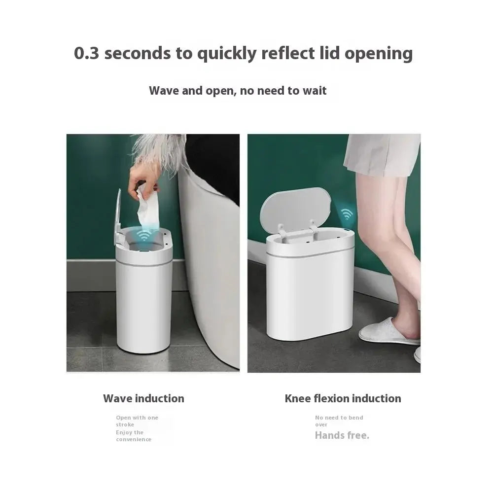 7L Automatic Bathroom Trash Can with Lid, Touchless Small Trash Can, Motion Sensor Waterproof Garbage Can for Kitchen, Bedroom - Velvet Haven