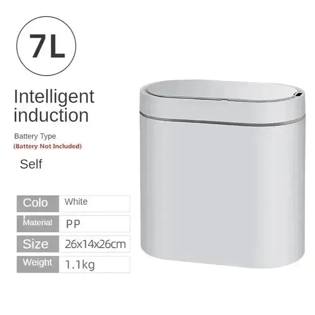 7L Automatic Bathroom Trash Can with Lid, Touchless Small Trash Can, Motion Sensor Waterproof Garbage Can for Kitchen, Bedroom - Velvet Haven