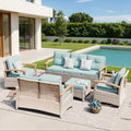 8-Piece Wicker Patio Furniture Set with Swivel Glider Chairs - Velvet Haven