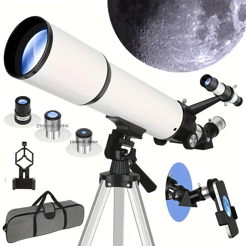 80mm Professional Astronomical Telescope – 180X Magnification for Stargazing & Moon Viewing - Velvet Haven