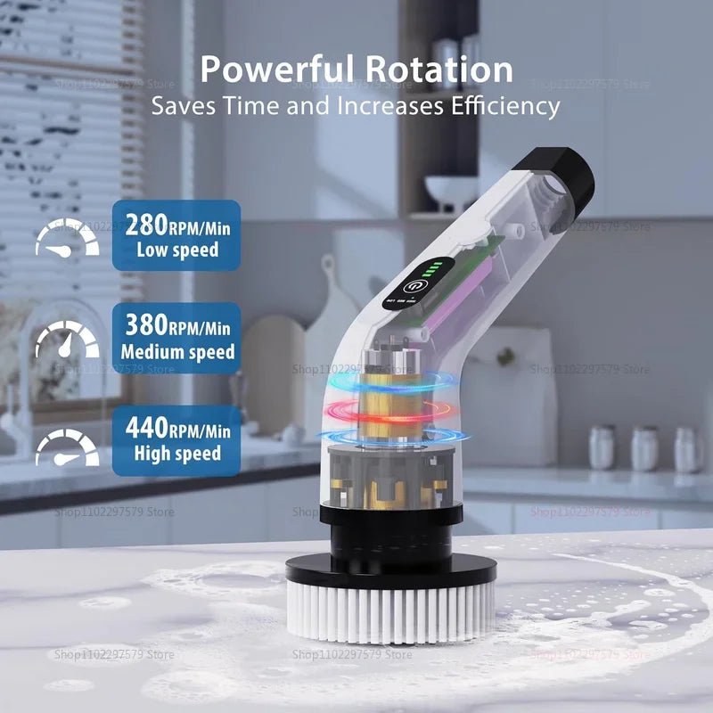 9 in 1 Electric Spin Scrubber Cordless Cleaning Brush Shower Scrubber Adjustable Extension Handle Waterproof For Tub Tile Floor - Velvet Haven