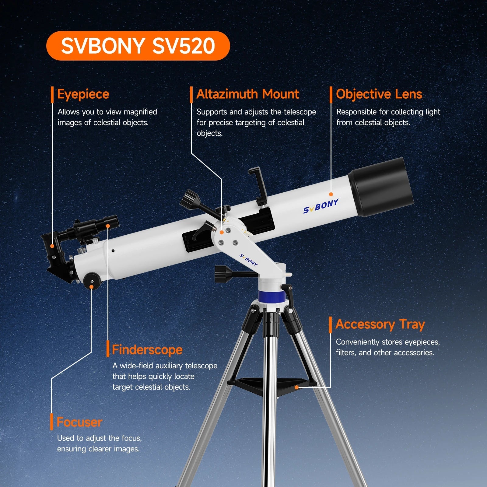 90mm Refractor Telescope Set for Adults & Beginners – Moon Viewing & Astrophotography - Velvet Haven