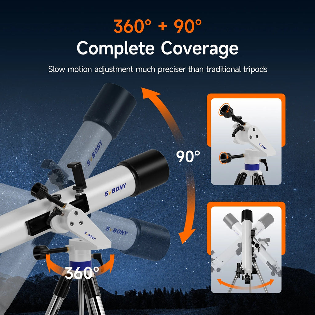 90mm Refractor Telescope Set for Adults & Beginners – Moon Viewing & Astrophotography - Velvet Haven