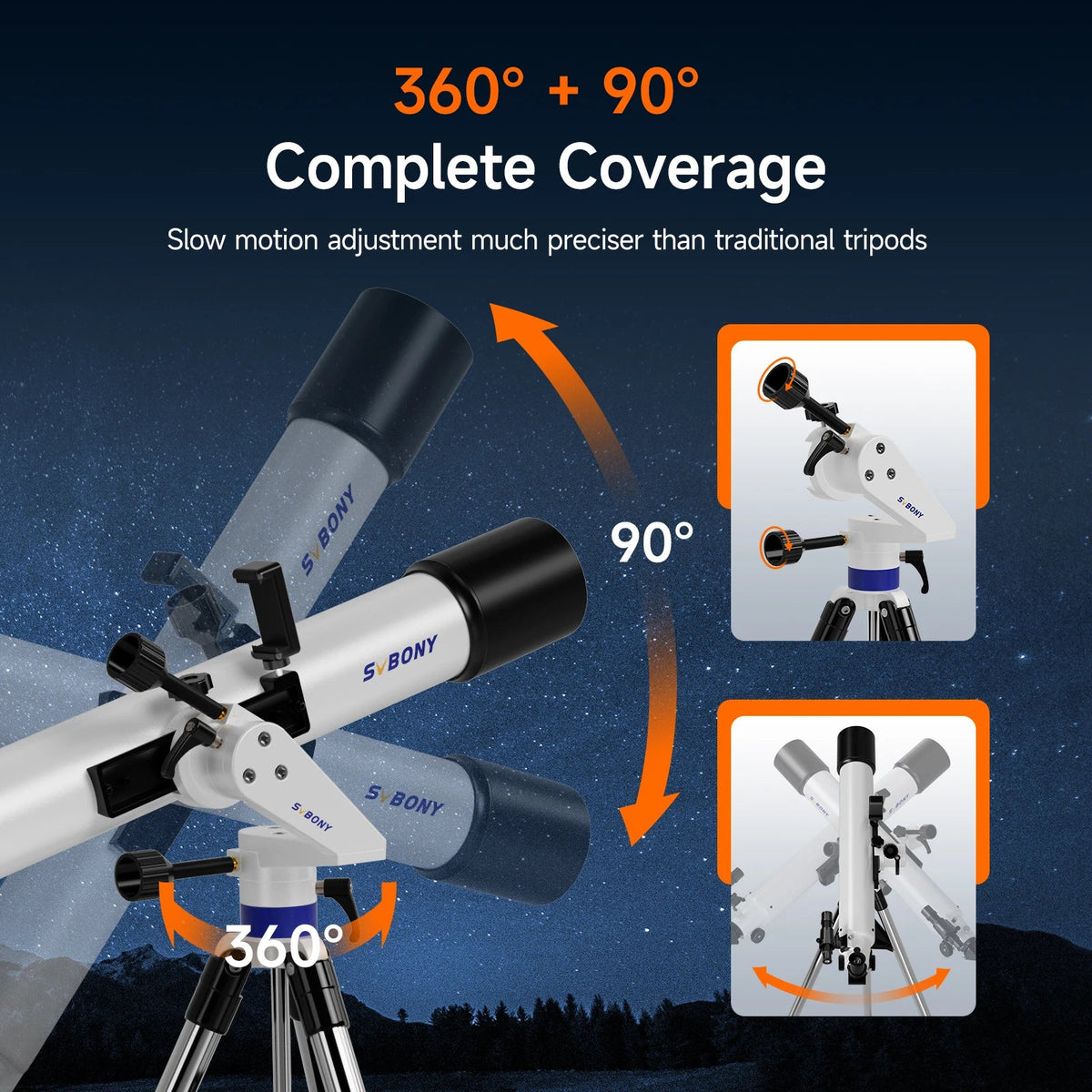 90mm Refractor Telescope Set for Adults & Beginners – Moon Viewing & Astrophotography - Velvet Haven