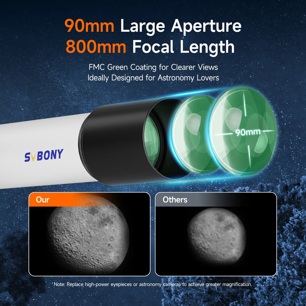 90mm Refractor Telescope Set for Adults & Beginners – Moon Viewing & Astrophotography - Velvet Haven