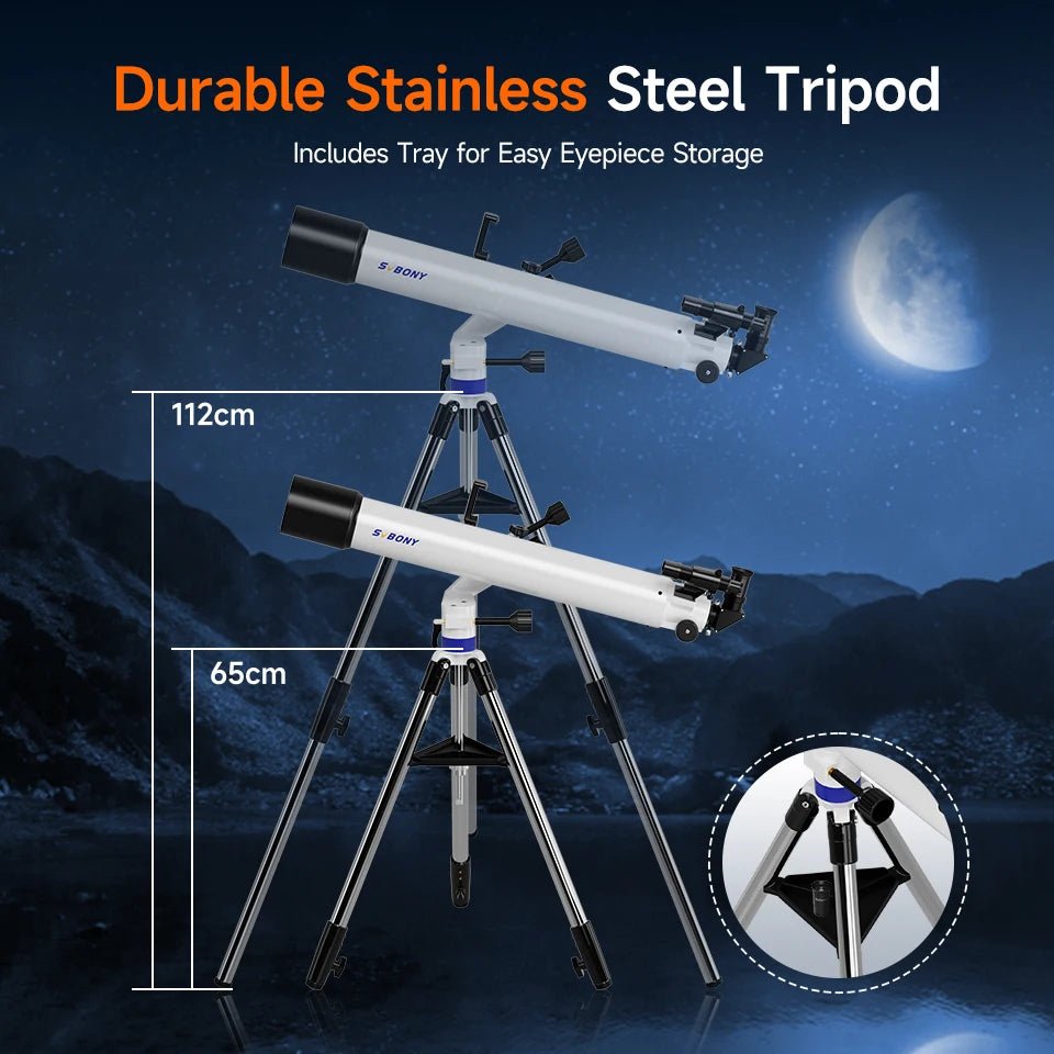 90mm Refractor Telescope Set for Adults & Beginners – Moon Viewing & Astrophotography - Velvet Haven