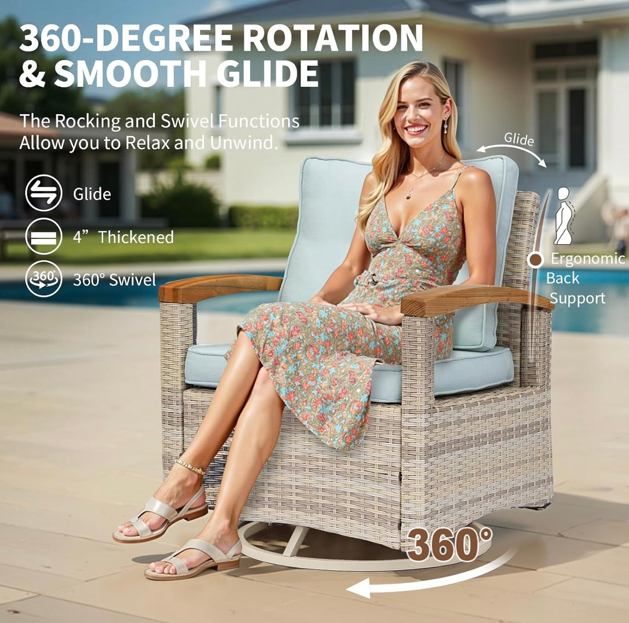 8-Piece Wicker Patio Furniture Set with Swivel Glider Chairs
