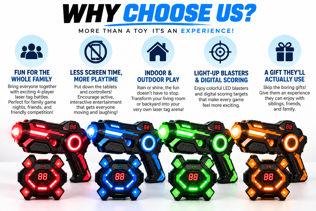 4-Player LED Laser Tag Set – Indoor & Outdoor Family Fun [Pre-Order]