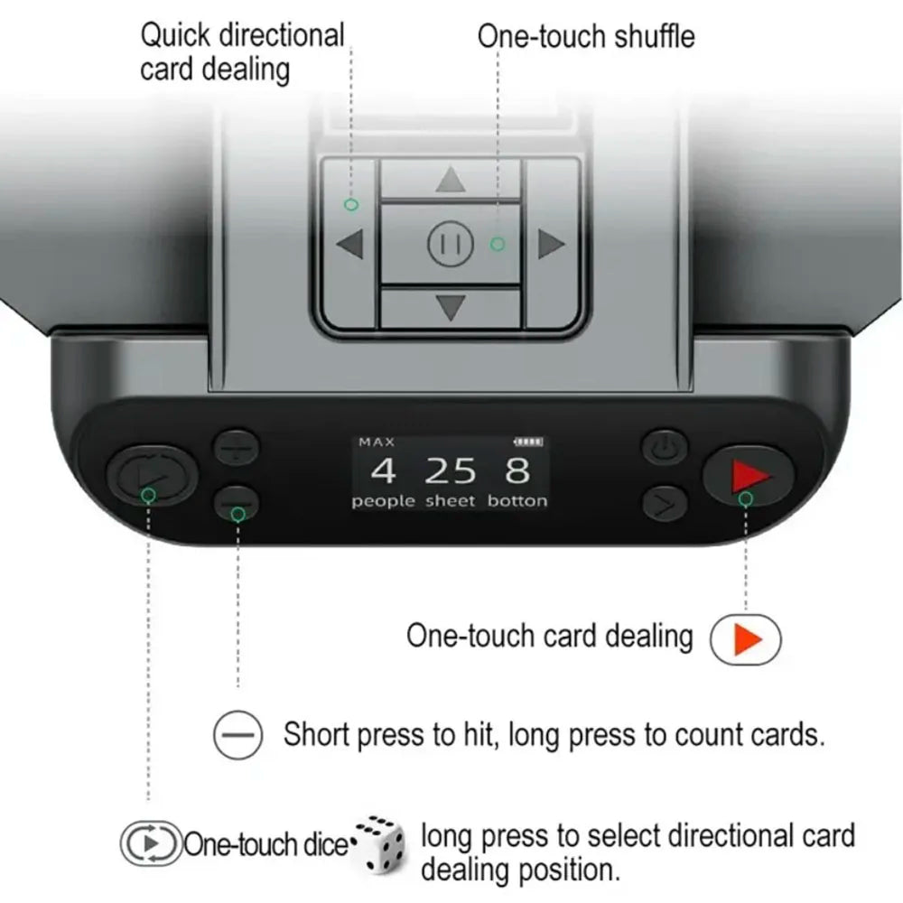 2-in-1 Rechargeable Automatic Card Shuffler & 360° Rotating Card Dealer