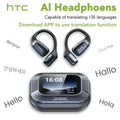 【AI Translator Earbuds】HTC NE25 Bluetooth Earphones LCD Touch Screen Sport Wireless Headphones Long Life with HD Mic