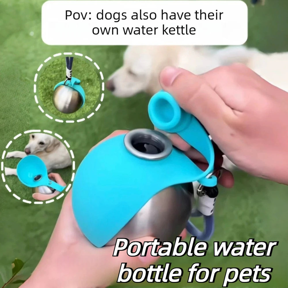Dog Water Bottle with Silicone Bowl – 285 mL
