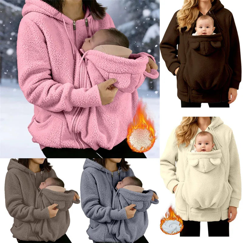 Women's Maternity Fleece Hoodie with Kangaroo Pocket