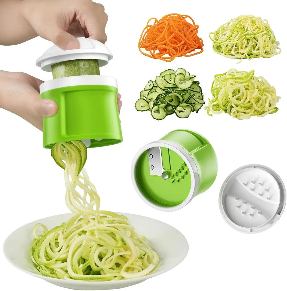 Mandoline Slicer for Kitchen, Adjustable Thickness, Spiralizer & Veggie Slicer, Detachable Blade, Cleaning Brush