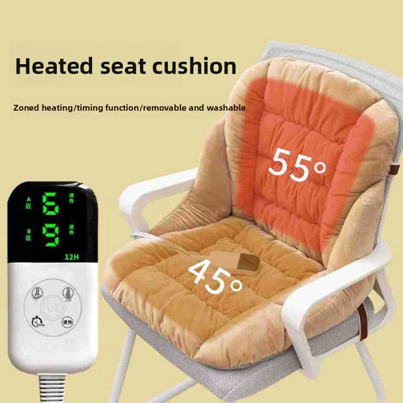 Heated Seat and Back Cushion Set with Washable Design