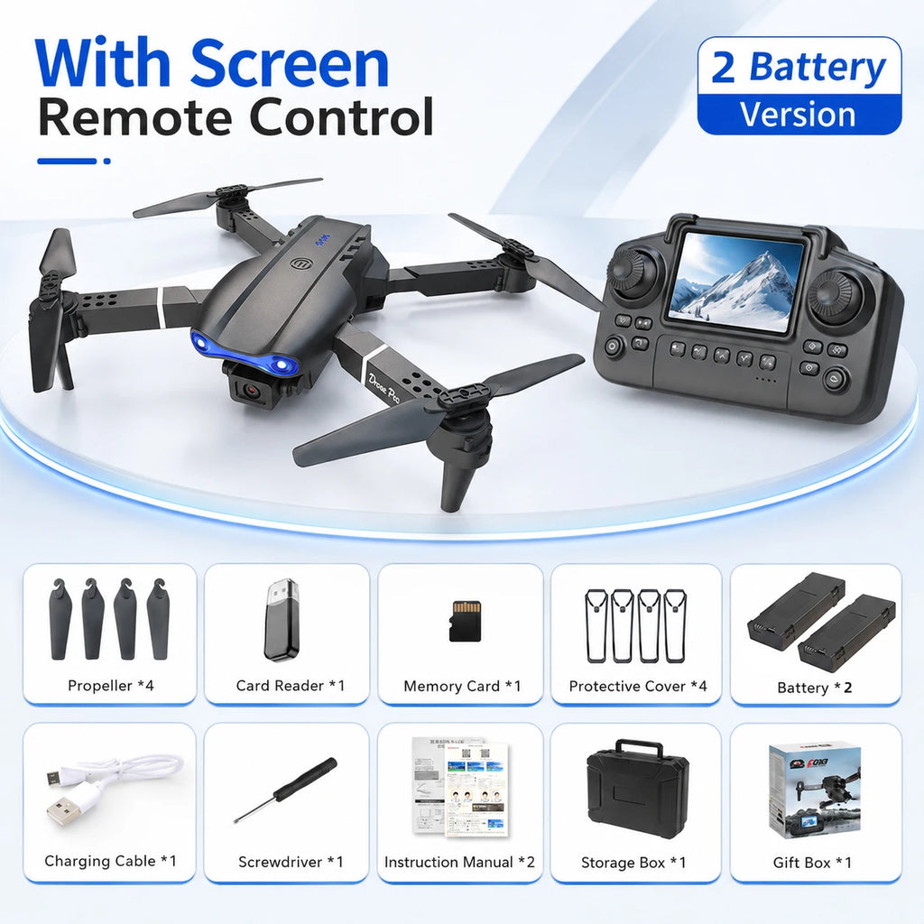 ZNLYRION RC Drone with Screen Remote Control 4K Dual Camera Optical Flow Positioning Obstacle Avoidance Foldable FPV WIFI APP Control One Key Return 360° Flip Quadcopter Toy for Beginners
