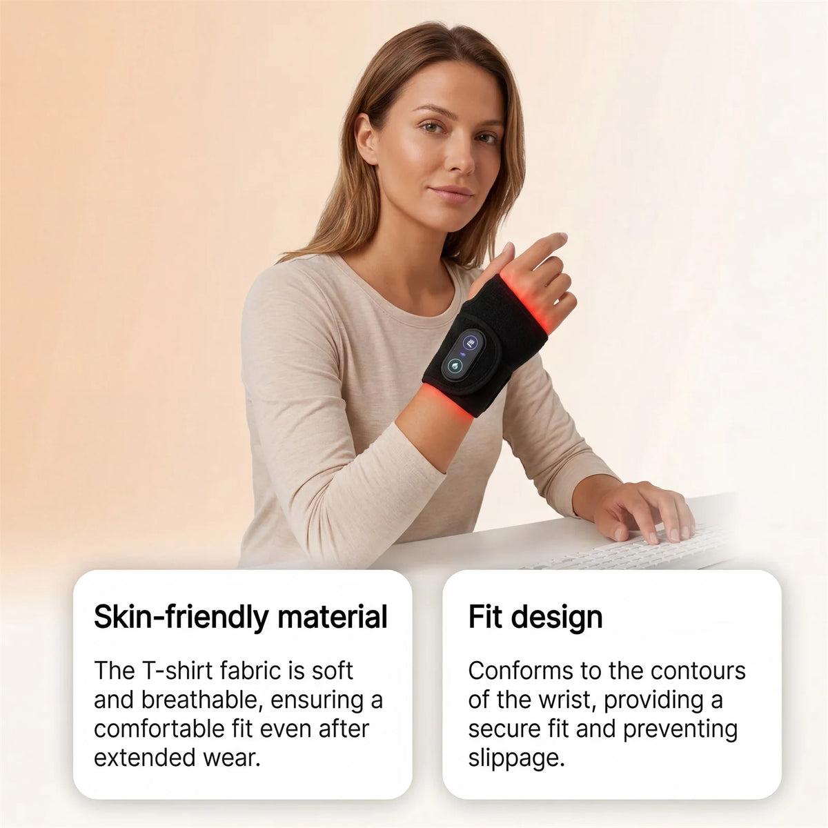 Electric Massage Wrist Pads, Multi-Speed Temperature-Sensitive Mode, Skin-Friendly and Breathable, Hot Compress Care to Relieve