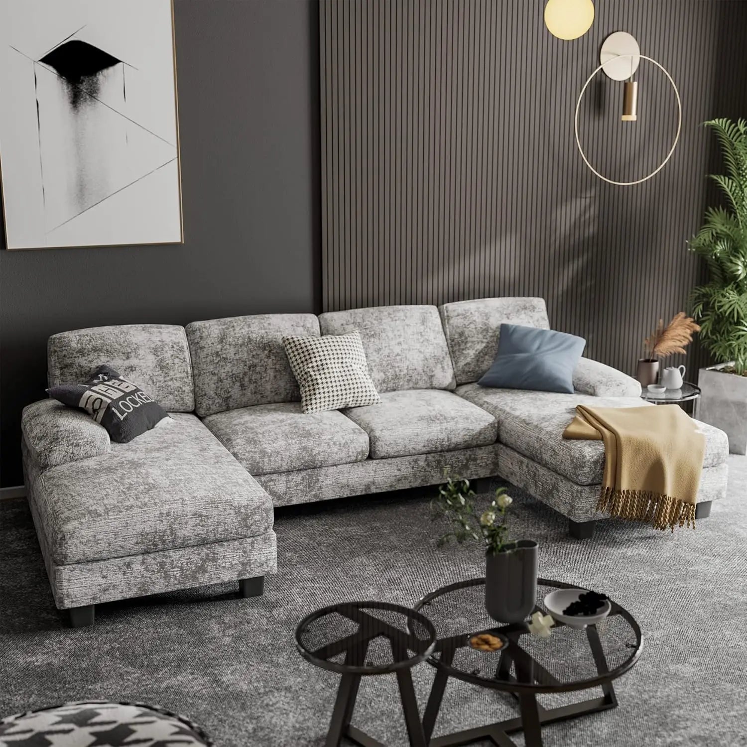Modern 4-Seat Convertible Sectional Sofa