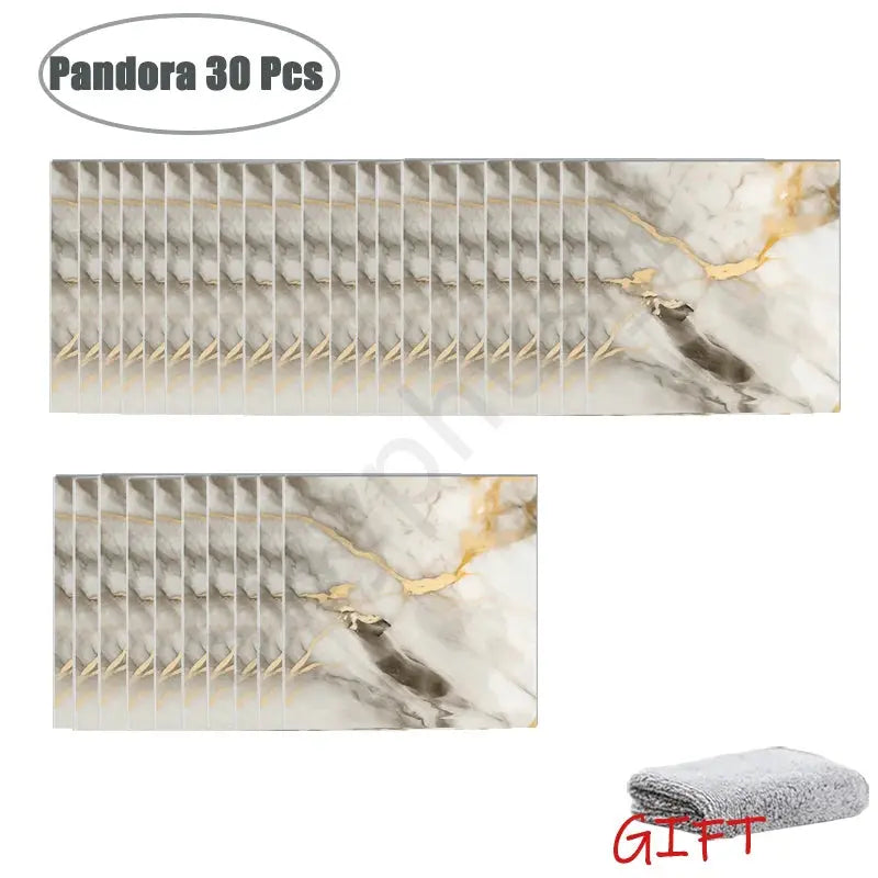 10-50Pcs PVC Marble Wall Stickers Self-Adhesive Thickened Tile Sticker Bathroom Waterproof Floor Sticker Kitchen Home Decoration Velvet Haven