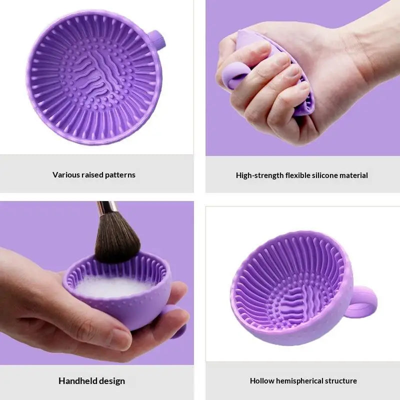 Makeup Brush Cleaner Soft Silicone Makeup Brush Bowl Folding Powder Puff Eyeshadow Brush Cleaning Pad Beauty Tools