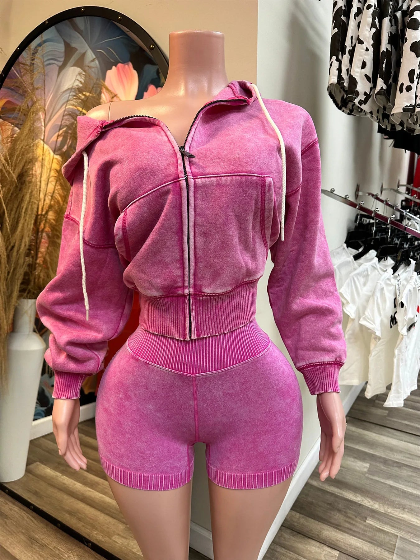 Lady Thick Hooded Sports Shorts Outfits Sexy Women Two Pieces Gym Tracksuit  Set Elegant Club Matching Set