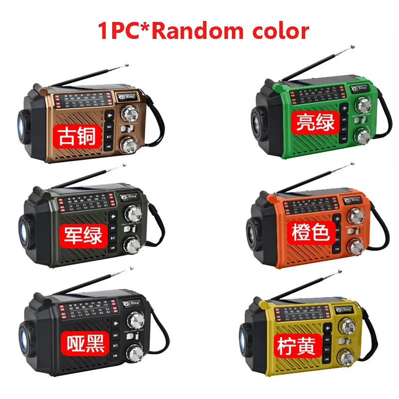 Portable Emergency Radio Solar Panel Hand Crank FM AM SW Radios Receiver Wireless Bluetooth Speaker with Flashlight Reading Lamp