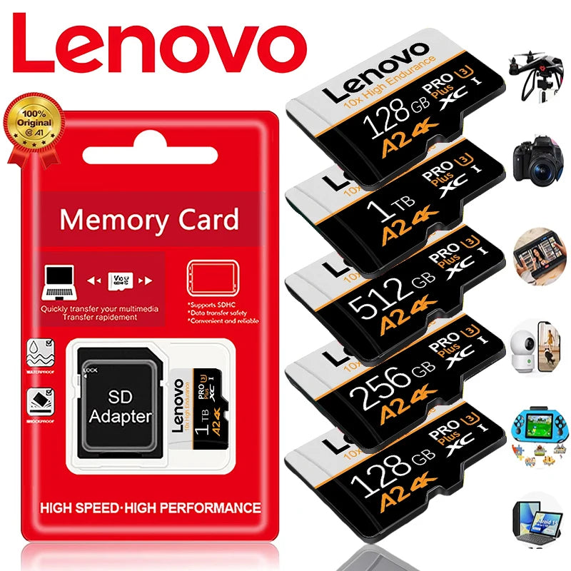 Lenovo Waterproof SD Cards TF Cards Memory Card Micro TF SD 256GB 64GB 1TB Correction Proof Transfer V10 for Dash Cam / Phone