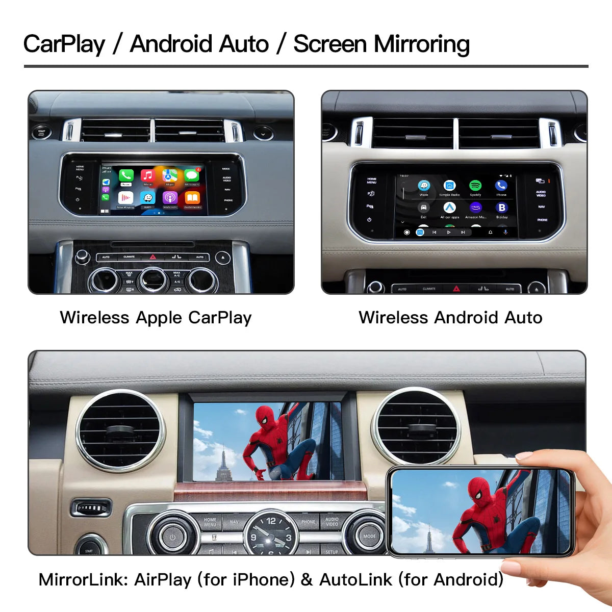 CARABC Wireless carplay Android Auto Fits For Land Rover Jaguar Bosch Discovery4 Evoque Freelander2 XF XJL XE  Mirroring Decorde