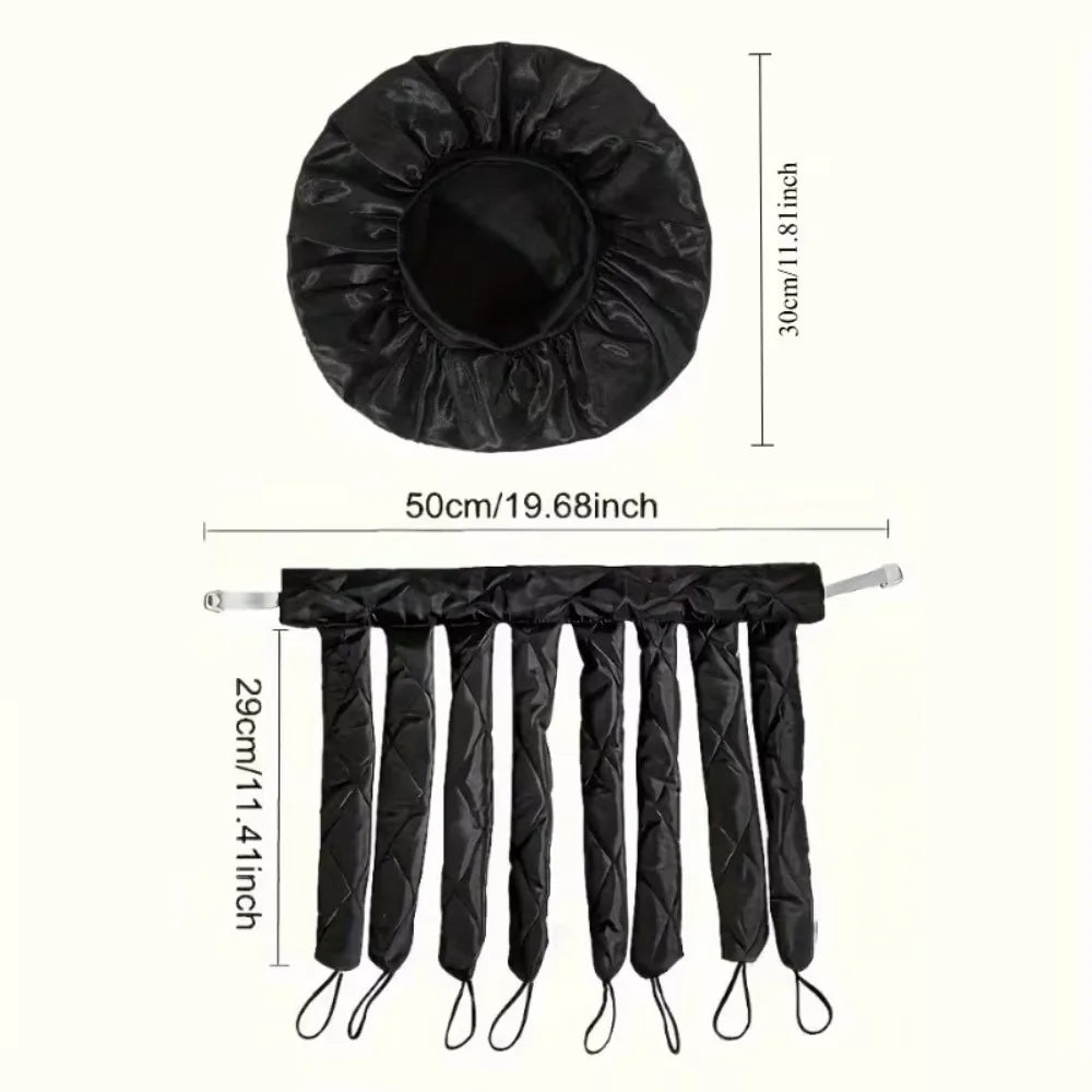 2Pcs Heatless Hair Curler & Satin Sleep Bonnet Set Overnight No Heat Curls Soft Sponge Curling Rod Frizz-Free Hair Styling Kit