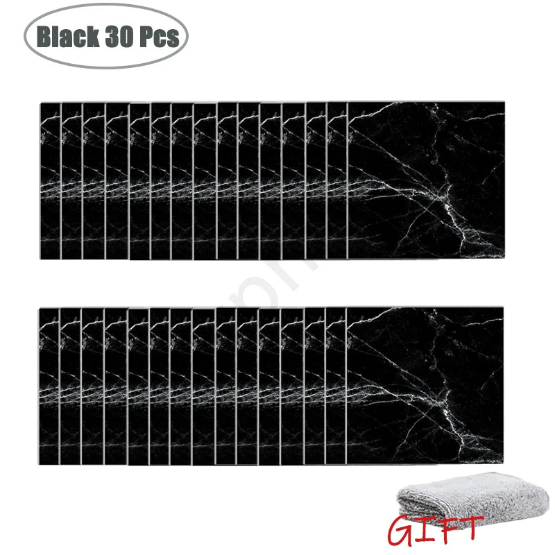 10-50Pcs PVC Marble Wall Stickers Self-Adhesive Thickened Tile Sticker Bathroom Waterproof Floor Sticker Kitchen Home Decoration