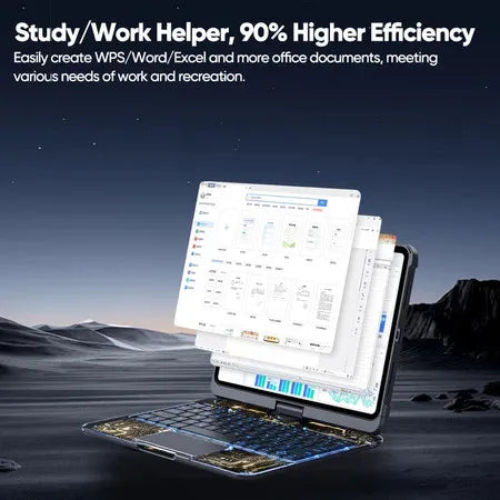 360° Rotating iPad Keyboard Case with Trackpad, Backlit Keys & Stylus Holder