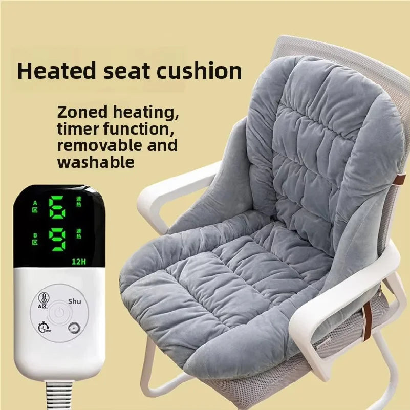 Heated Seat and Back Cushion Set with Washable Design